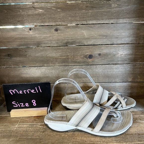 Womens Merrell Zinnia‎ Beige Comfort Outdoor Walking Slides Sandals Size 8 M GUC - Picture 1 of 6